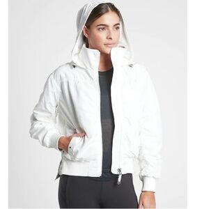 Athleta white Point Reyes bomber jacket size XS